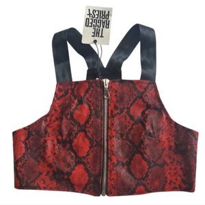 The Ragged Priest Snakeskin Faux Leather Crop Top Size Small